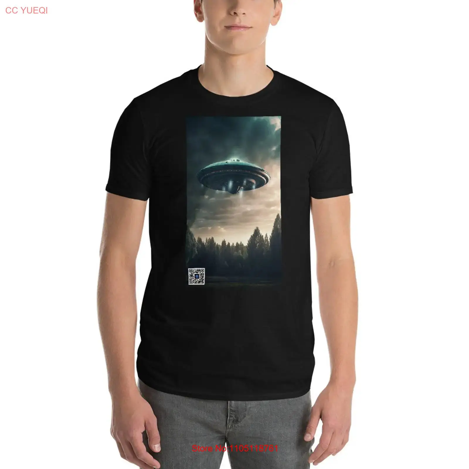 3D Printing Qr Codes - Spaceship T Shirt smartphone camera scannable
