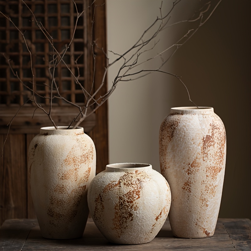 3D Printing Vase - Elegant Retro Ceramic Flowerpot with White