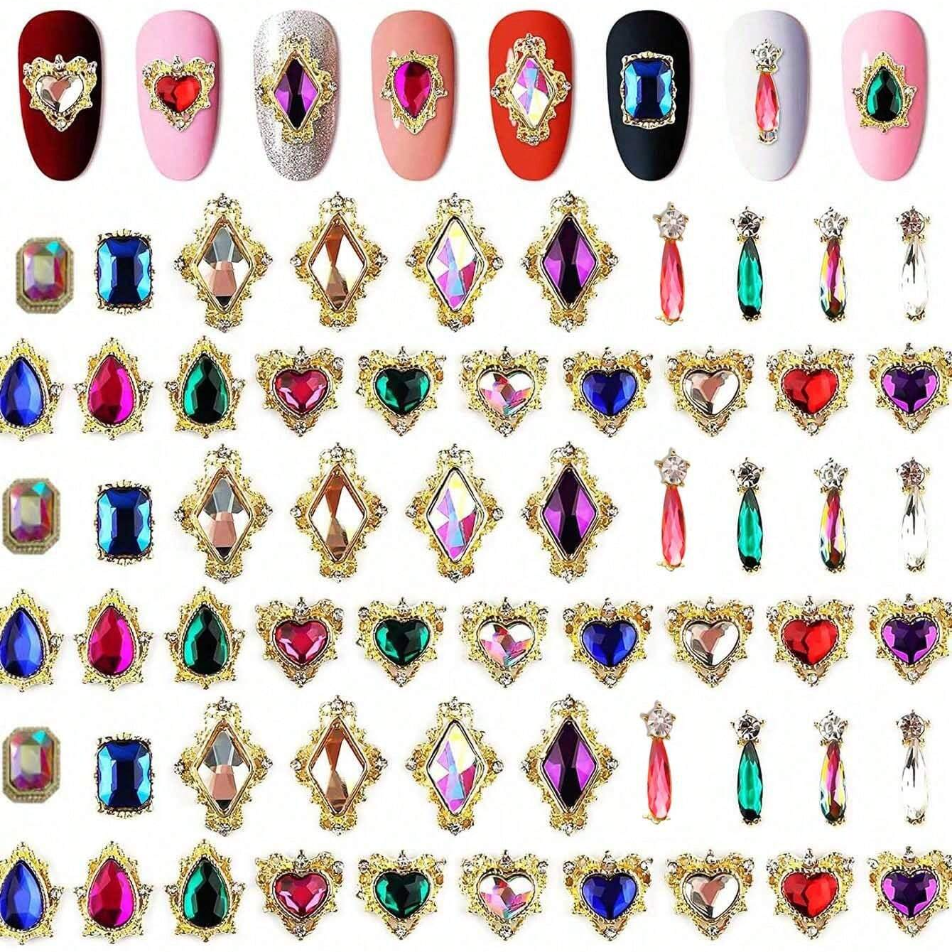 3D Printing Jewelry - 60PCS Mix Nail Art Rhinestones Heart/Square/Waterdrop