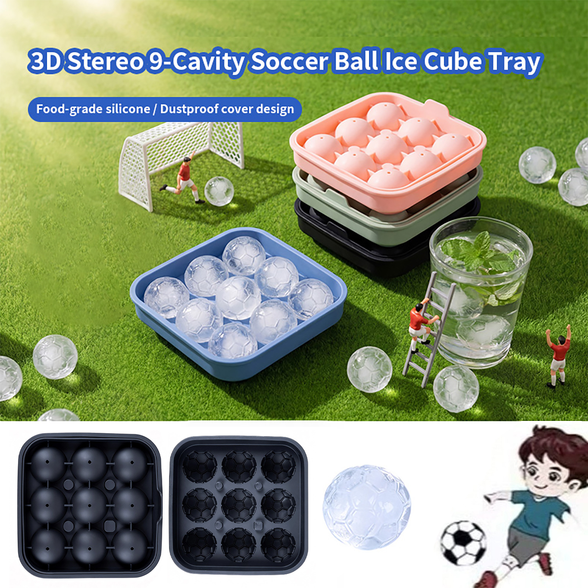 3D Printing Gundam - 1Pcs Football-Themed Silicone Ice Tray, 9-Cavity