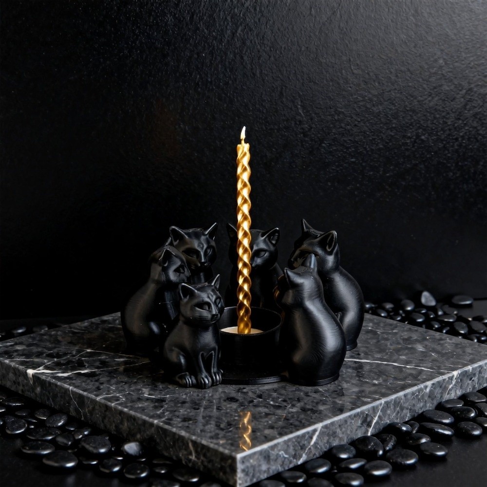 3D Printing Ring Holder - Meditation Space Cartoon Cat Candle Holder