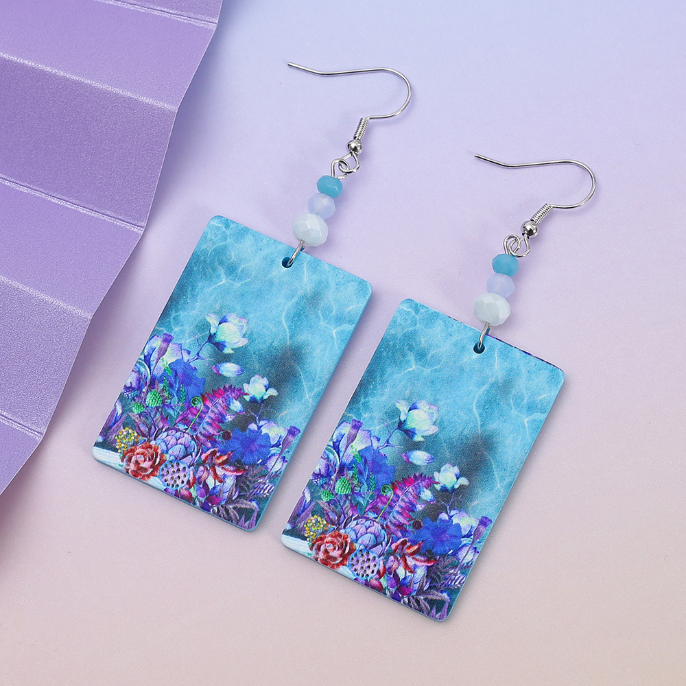 3D Printing Jewelry - Fashion Blue Acrylic Colorful Flower Earrings