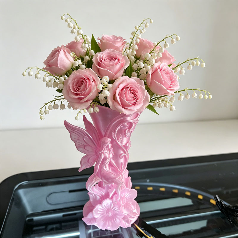 3D Printing Vase - Angel Flower 3D Relief Vase Elegant