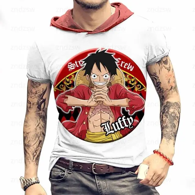 One Piece Anime Hooded T-shirt - 3D Printing Luffy のレビューと価格