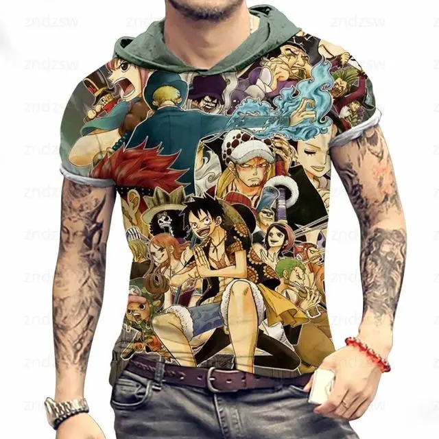 One Piece Anime Hooded T-shirt - 3D Printing Luffy のレビューと価格