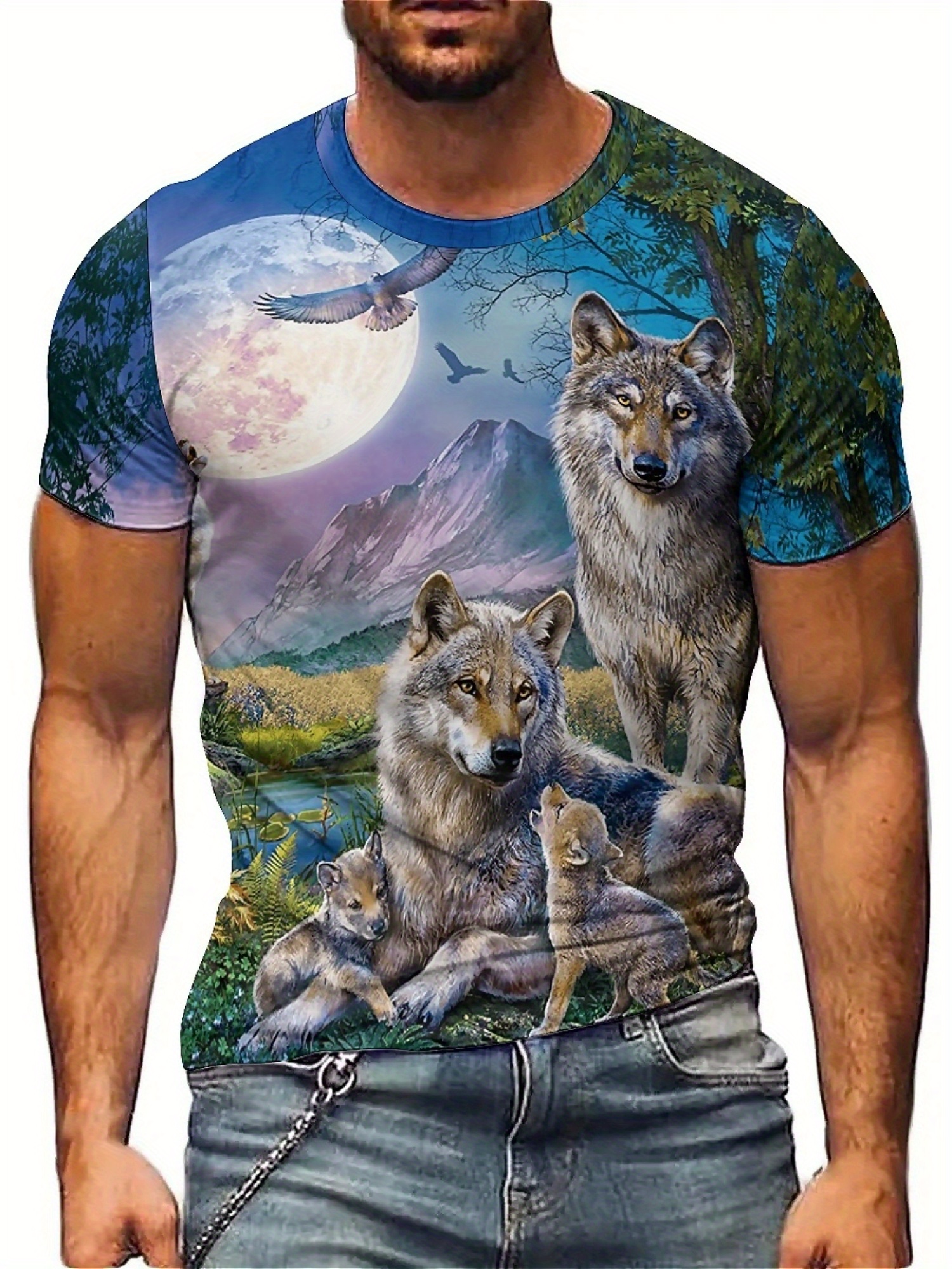 3D Wolf Pack Print T-Shirt - S - 3D Printing Designing のレビューと価格