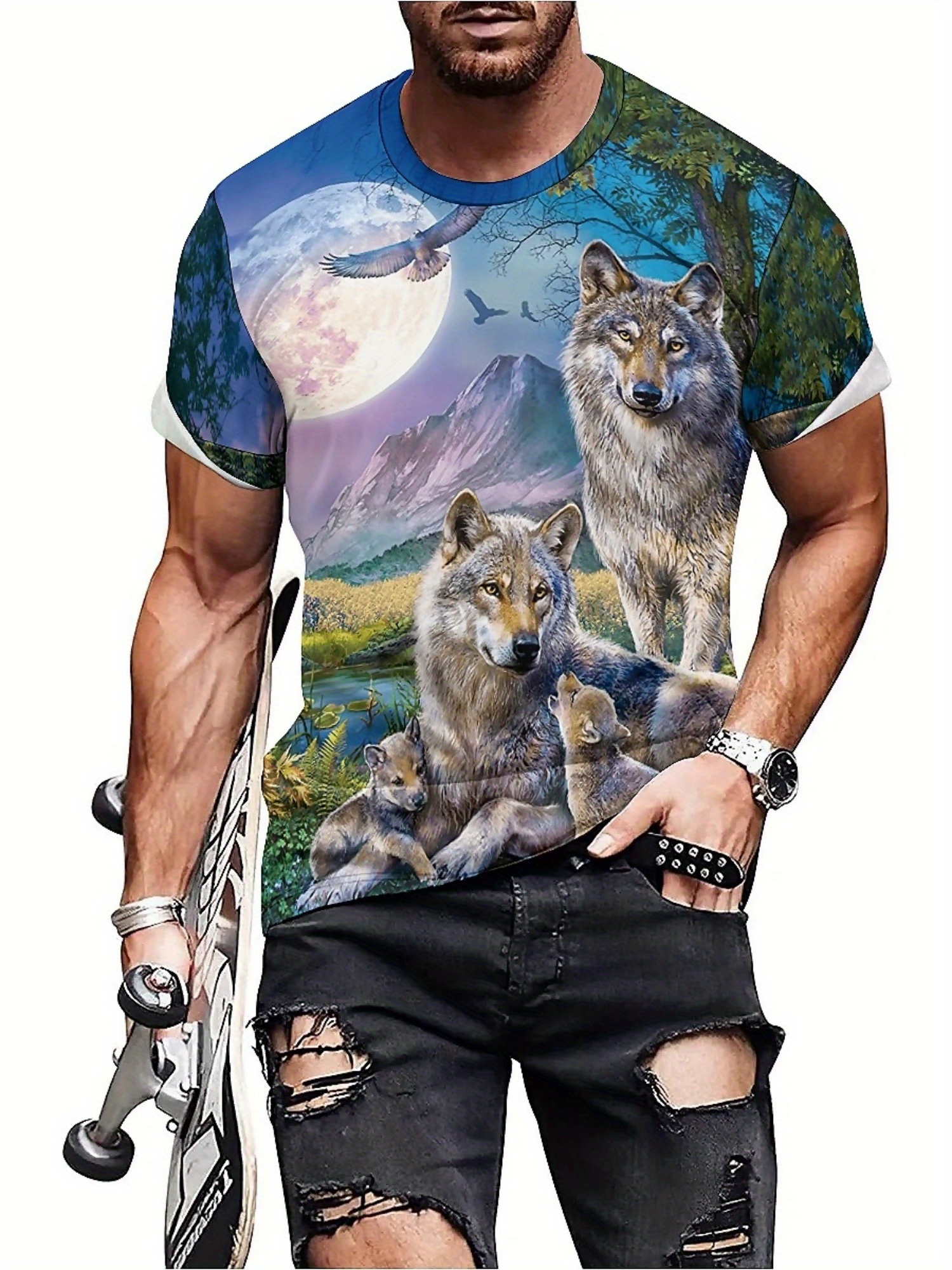 3D Wolf Pack Print T-Shirt - S - 3D Printing Designing のレビューと価格