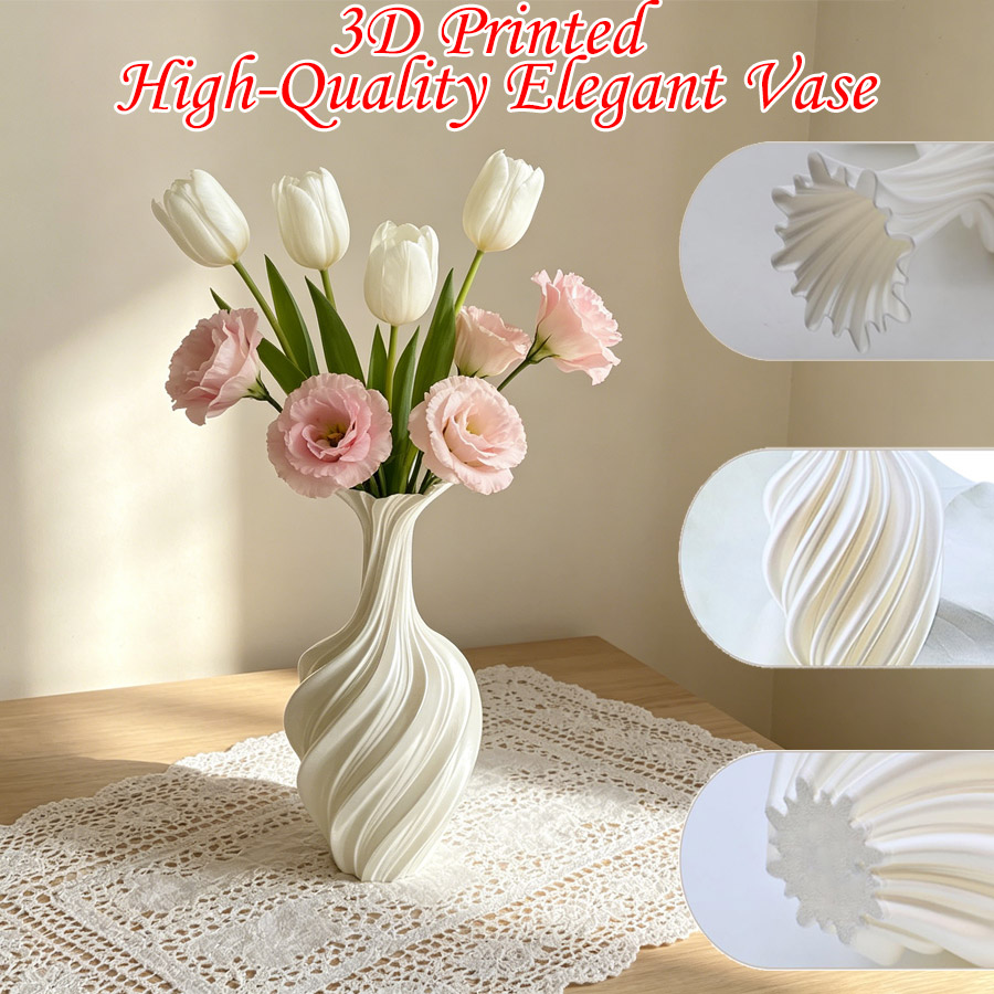 Elegant white 3D printed vase, - 3D Printing Vase のレビューと価格