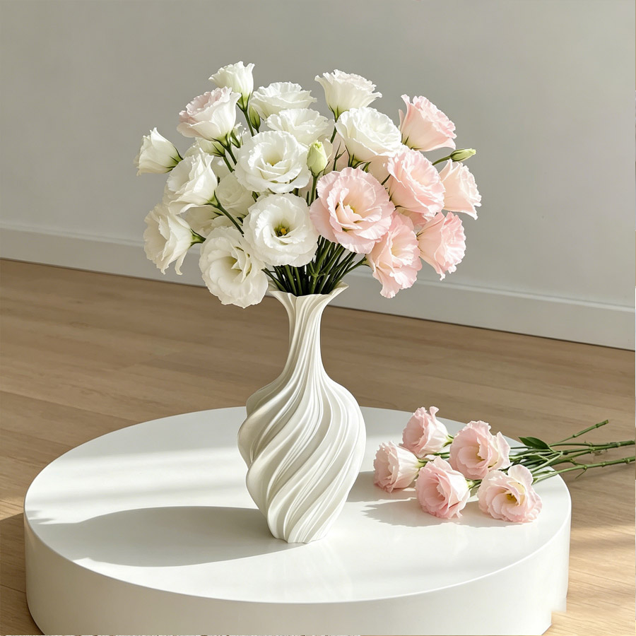 Elegant white 3D printed vase, - 3D Printing Vase のレビューと価格