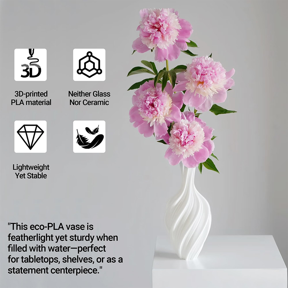 Elegant white 3D printed vase, - 3D Printing Vase のレビューと価格