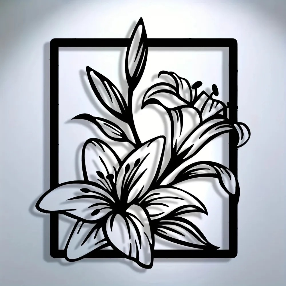 Metal Lily 3D Hollow Iron Wall - 3D Printing Objects のレビューと価格