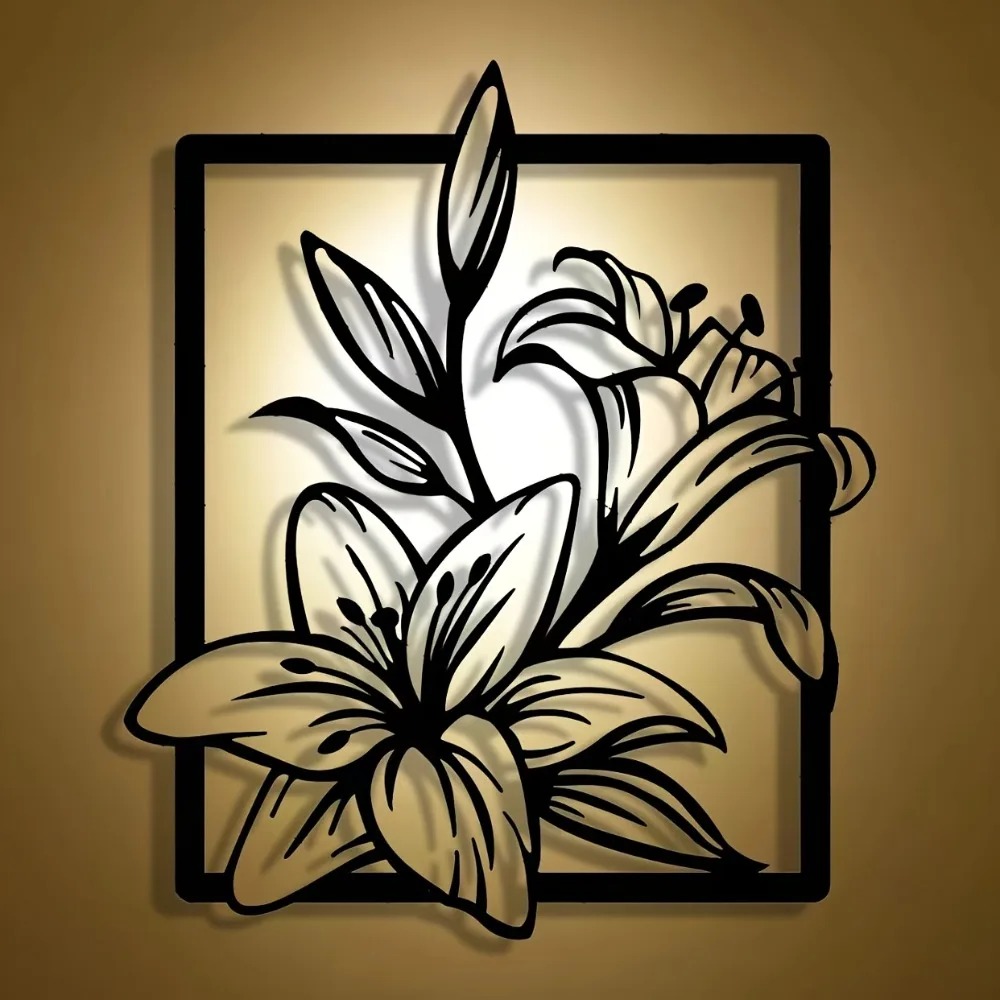 Metal Lily 3D Hollow Iron Wall - 3D Printing Objects のレビューと価格