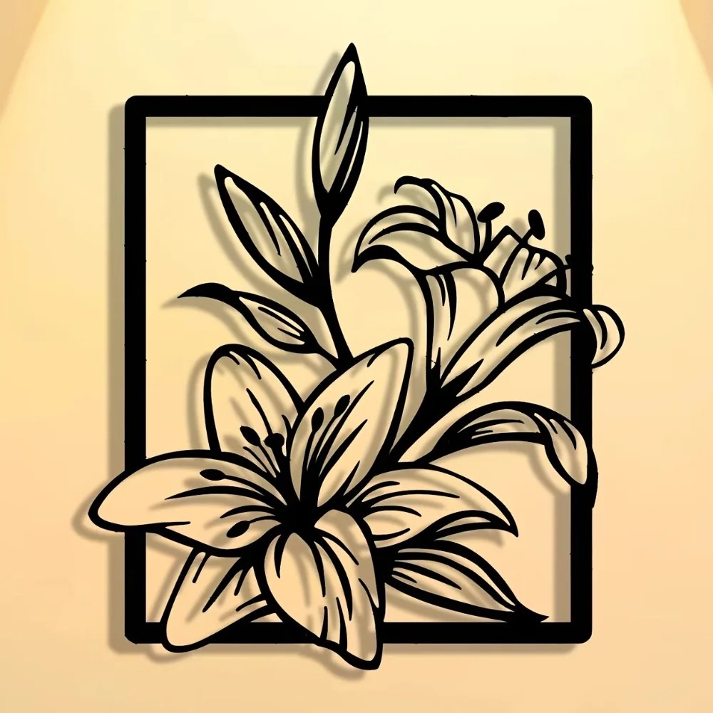 Metal Lily 3D Hollow Iron Wall - 3D Printing Objects のレビューと価格