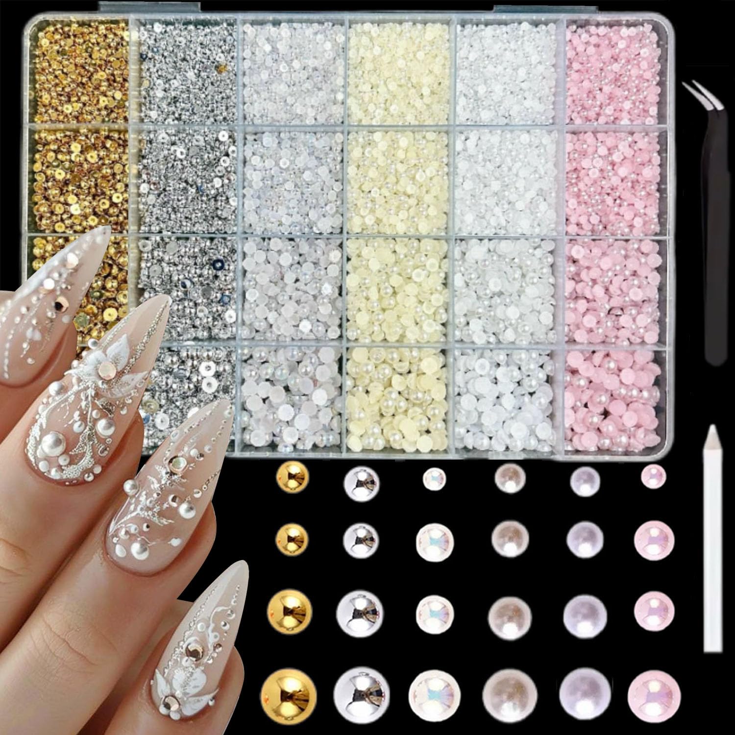 1Box 3800pcs 3D Flatback Pearl - 3D Printing Jewelry のレビューと価格