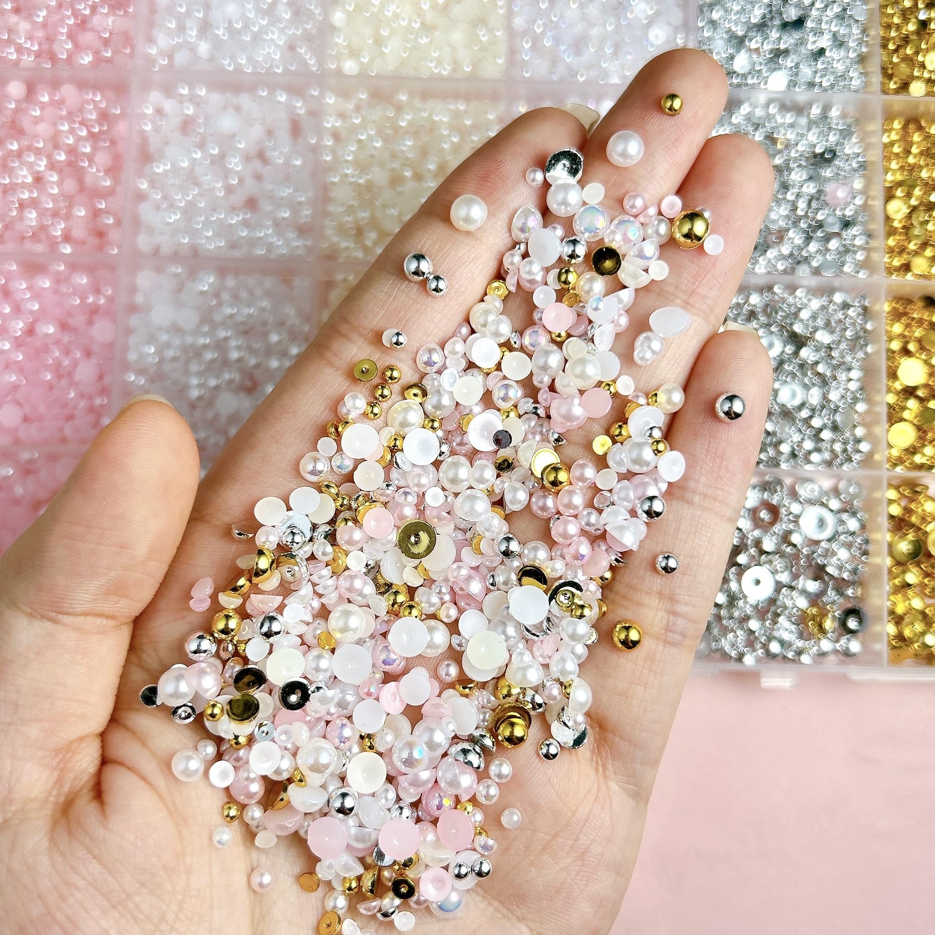 1Box 3800pcs 3D Flatback Pearl - 3D Printing Jewelry のレビューと価格