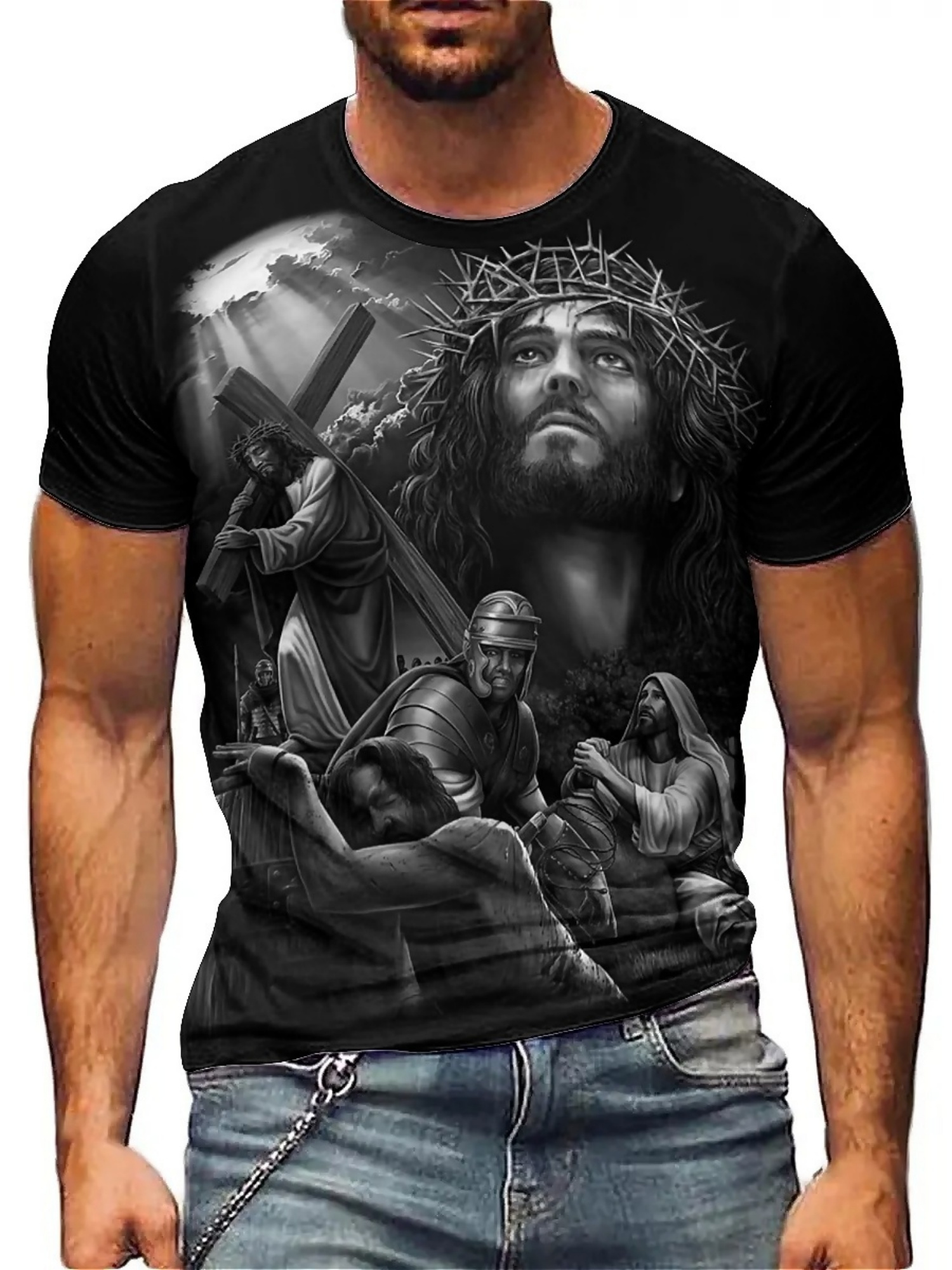 Men'S Plus Size Jesus 3D Print - 3D Printing Designing のレビューと価格