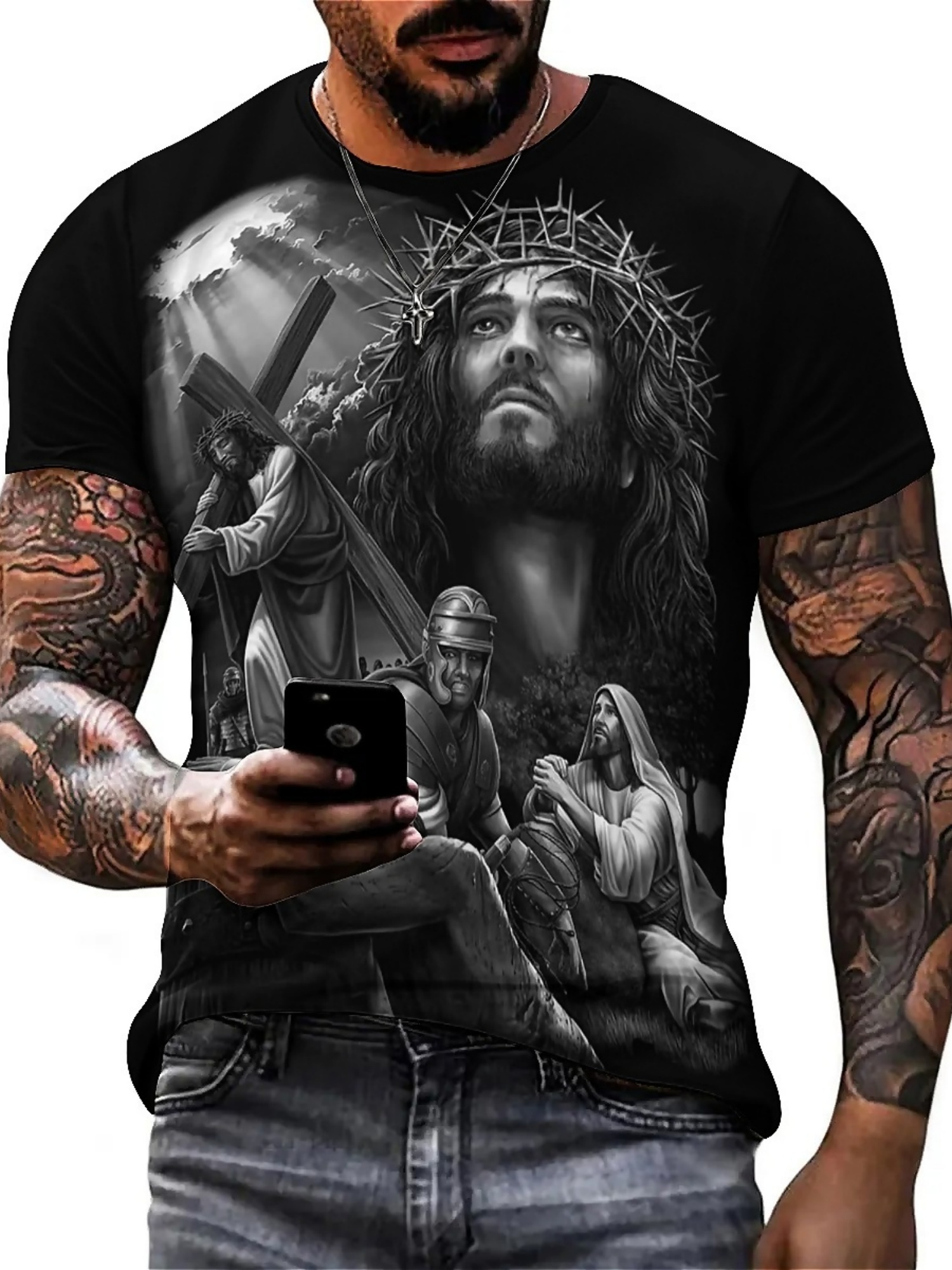 Men'S Plus Size Jesus 3D Print - 3D Printing Designing のレビューと価格