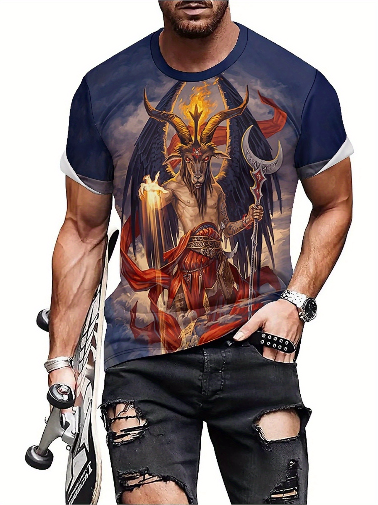 Men's 3D Demon Print T-Shirt | - 3D Printing Designing のレビューと価格
