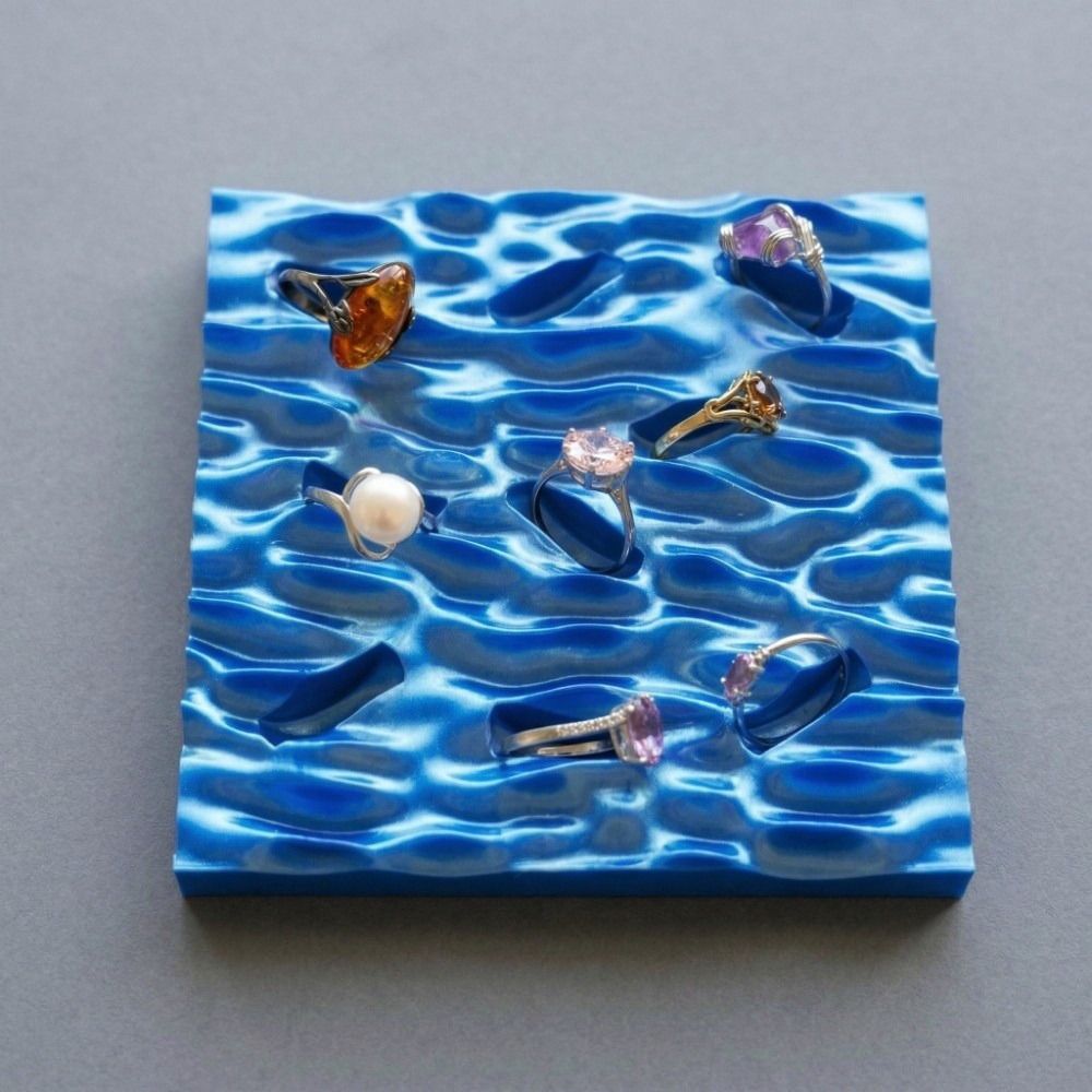 Minimalist Sea Wave Ring Displ - 3D Printing Ring Holder のレビューと価格